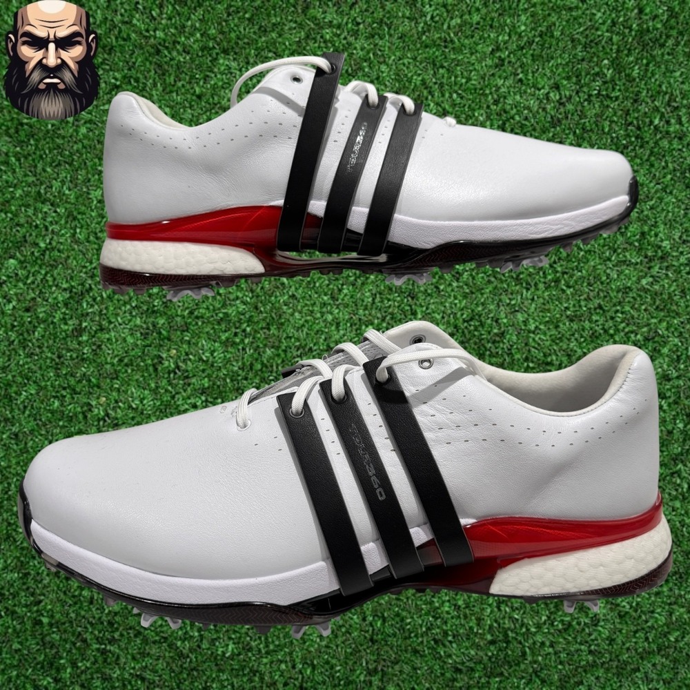 Adidas Tour 360 24 Golf Shoes White Black Red Leather Boost IH8539 Men Size 12.5 - Picture 2 of 7